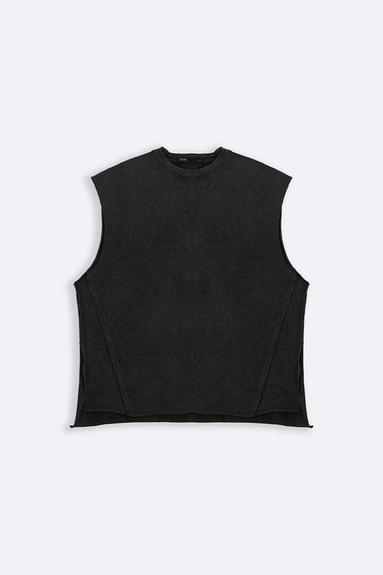 CHARCOAL WASHED EFFECT SLEEVELESS TEE
