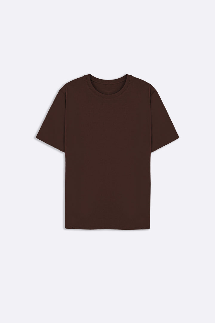 BROWN SEAMLESS DOUBLE-LAYERED TEE