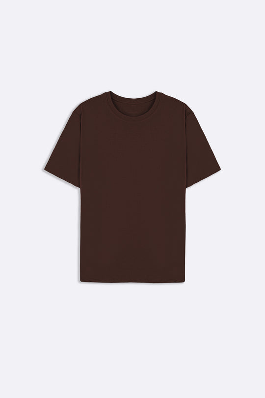 BROWN SEAMLESS DOUBLE-LAYERED TEE