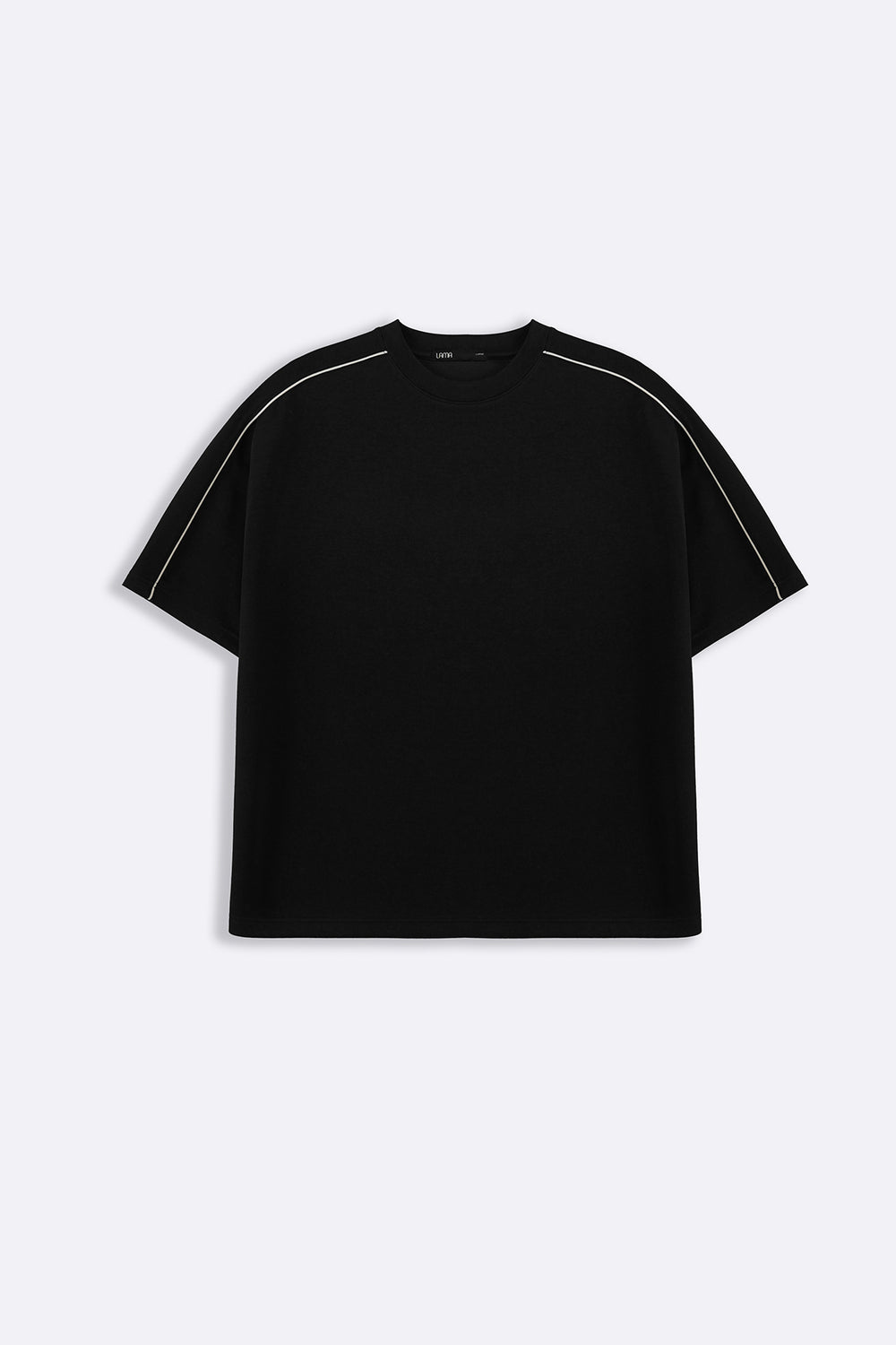 BLACK STRIPED SHOULDER TEE