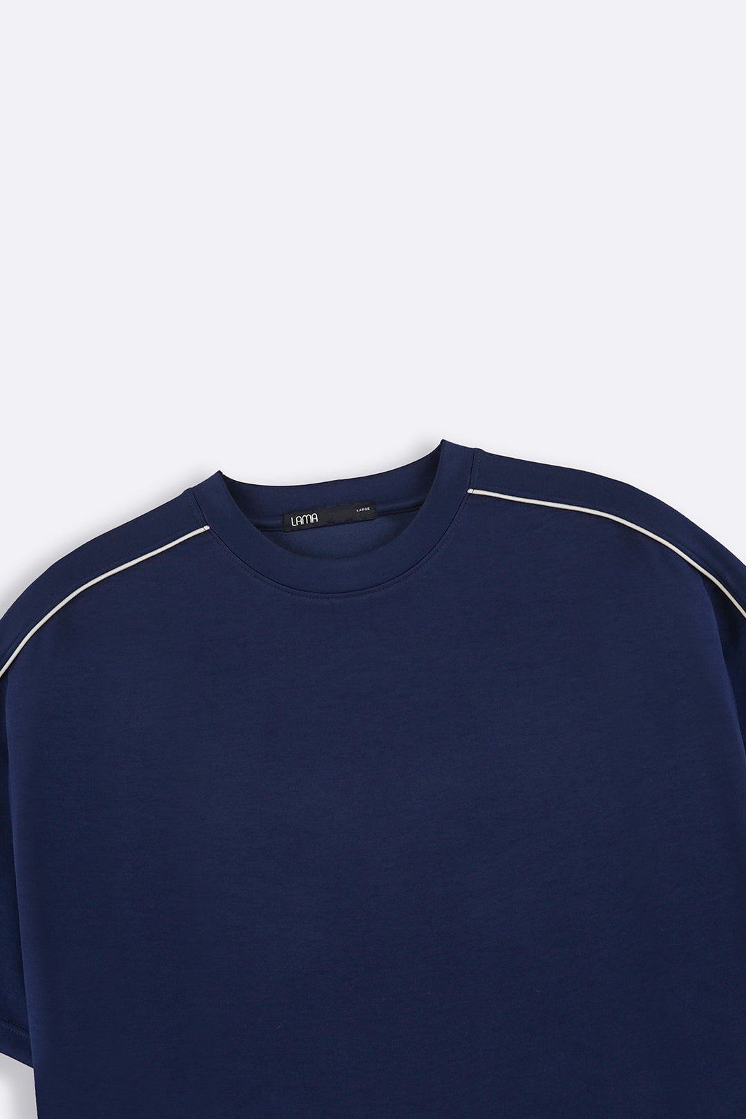 NAVY STRIPED SHOULDER TEE