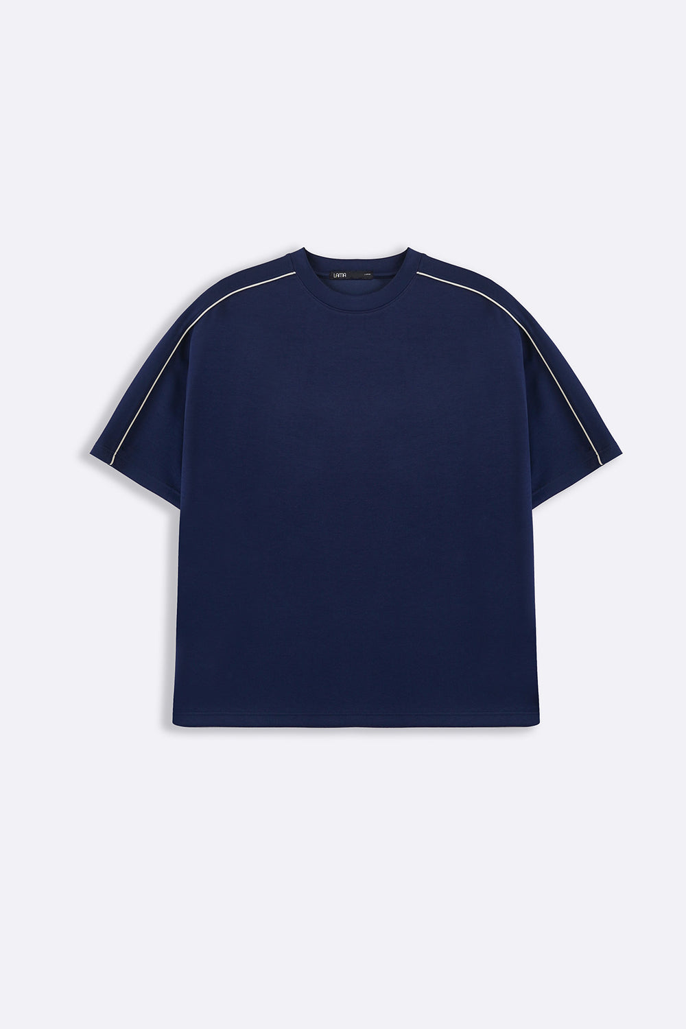 NAVY STRIPED SHOULDER TEE