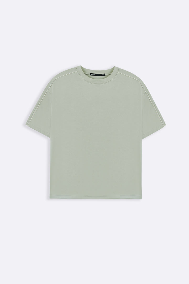 PASTEL GREEN STRIPED SHOULDER TEE