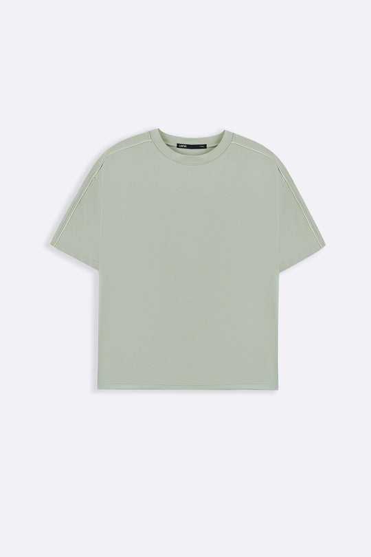 PASTEL GREEN STRIPED SHOULDER TEE