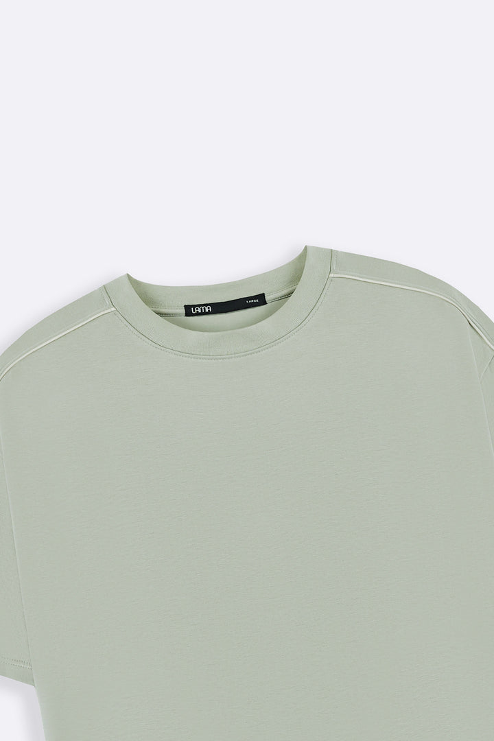 PASTEL GREEN STRIPED SHOULDER TEE