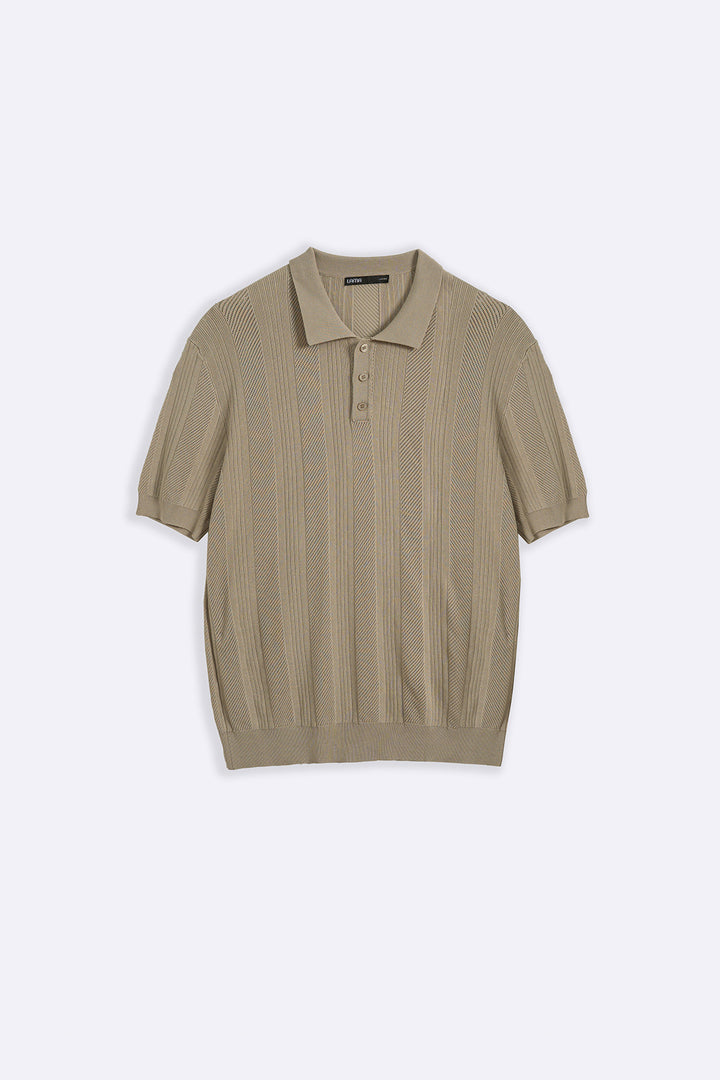 BEIGE SHEER KNIT POLO