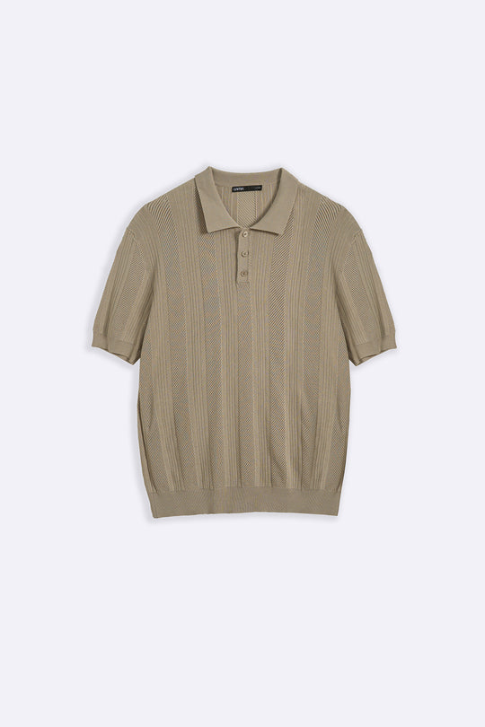 BEIGE SHEER KNIT POLO