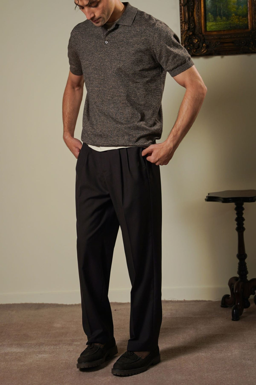 BROWN MELANGE EFFECT POLO