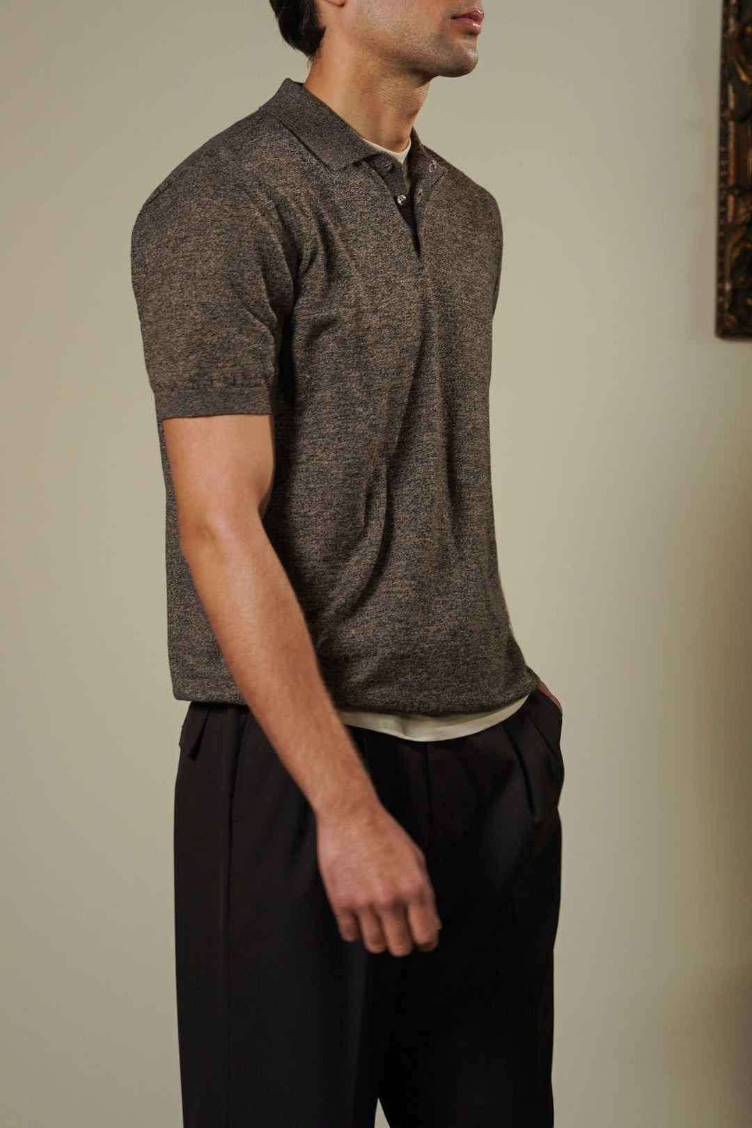 BROWN MELANGE EFFECT POLO