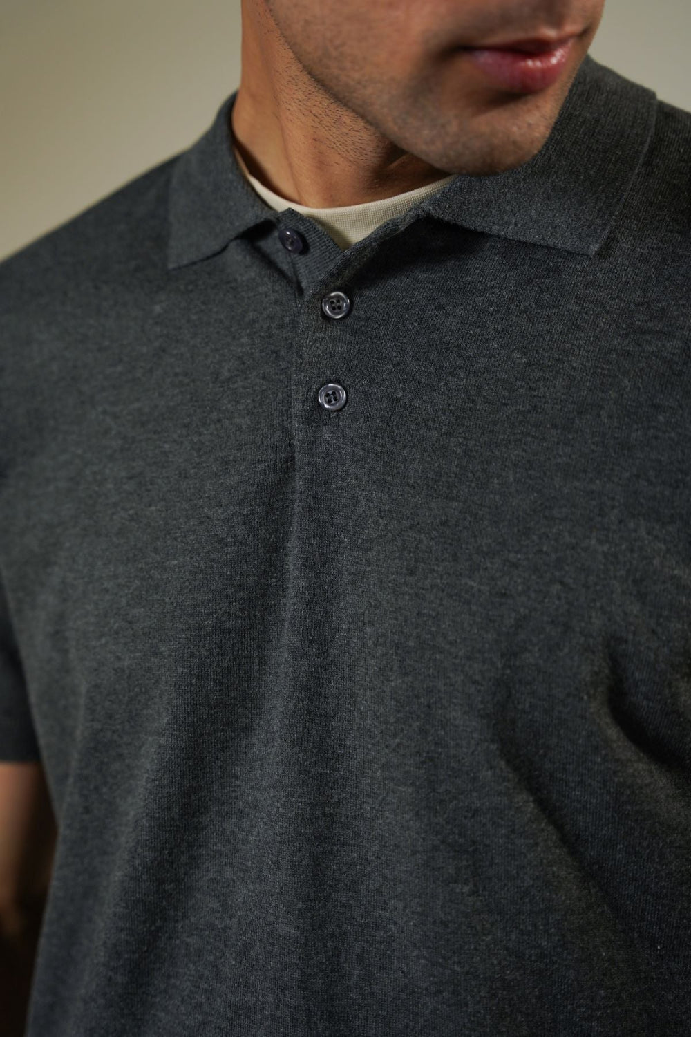 CHARCOAL MELANGE EFFECT POLO