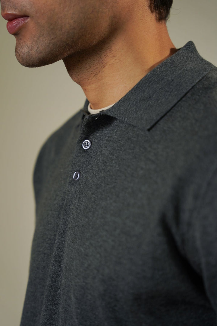 CHARCOAL MELANGE EFFECT POLO