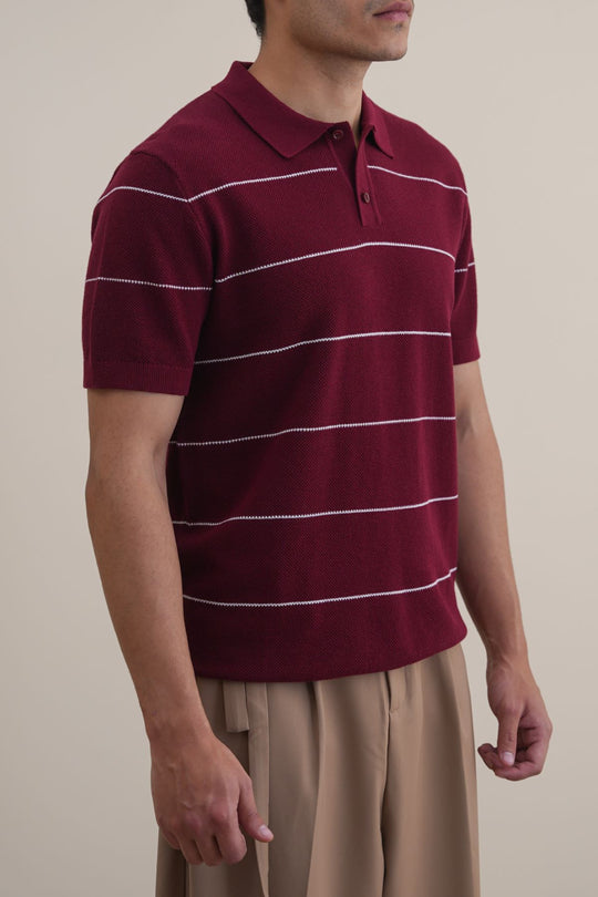 MAROON STRIPED POLO