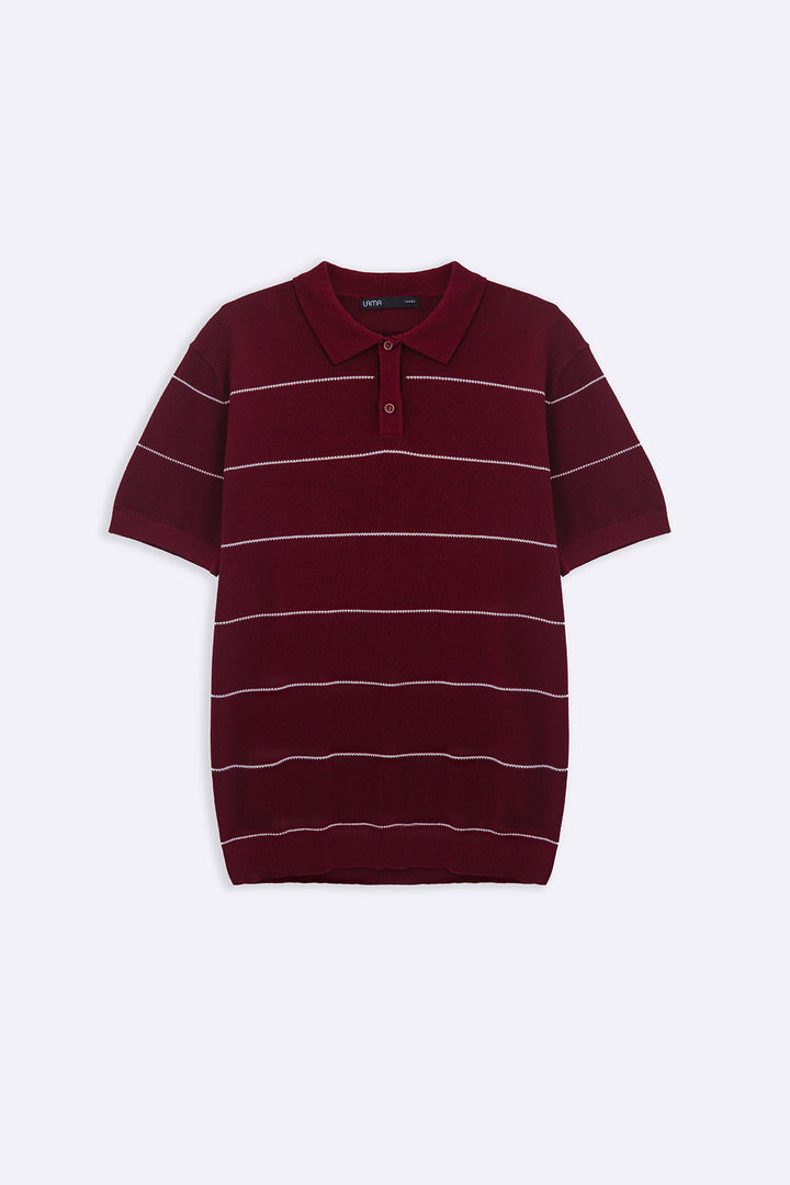 MAROON STRIPED POLO