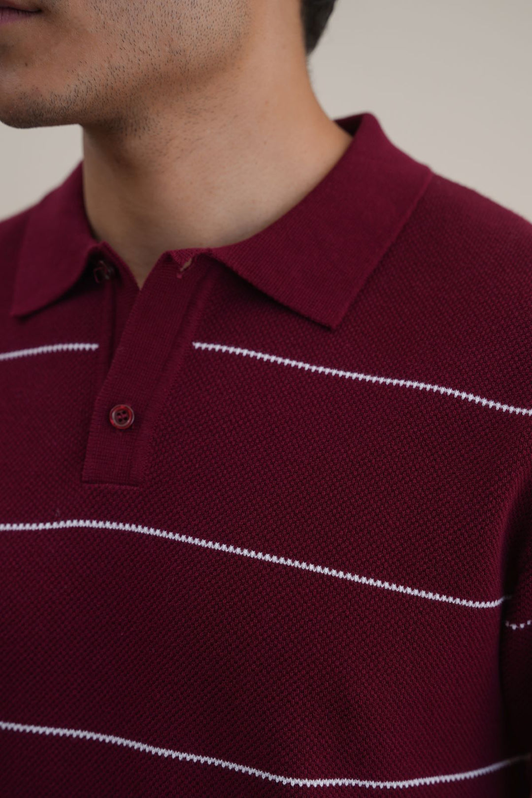 MAROON STRIPED POLO