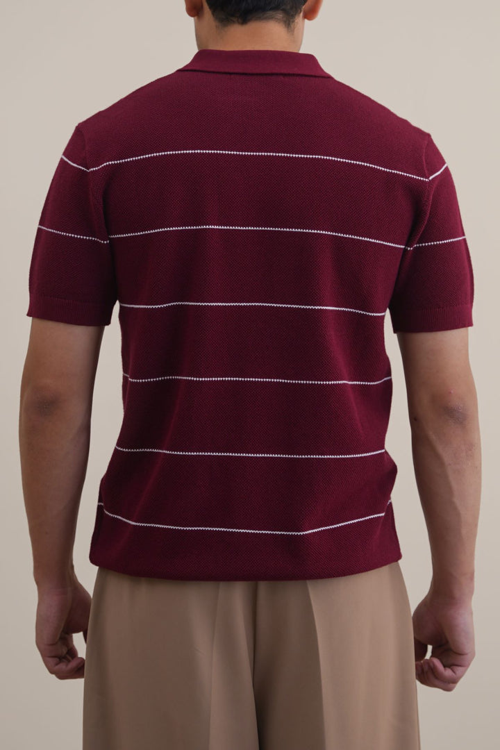 MAROON STRIPED POLO