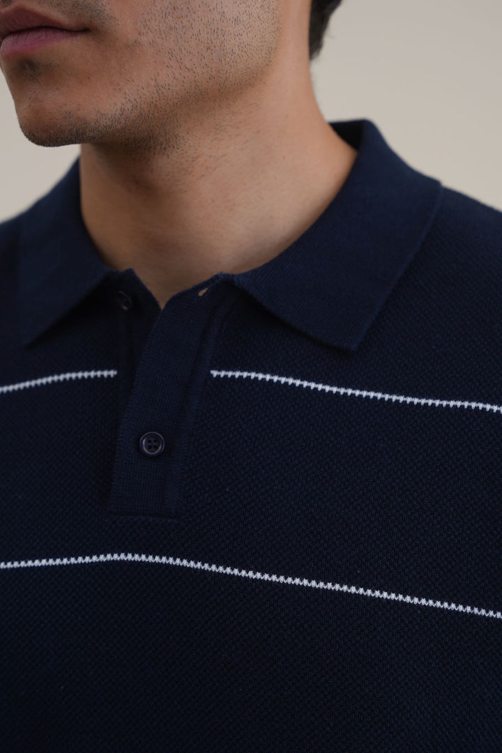 NAVY STRIPED POLO