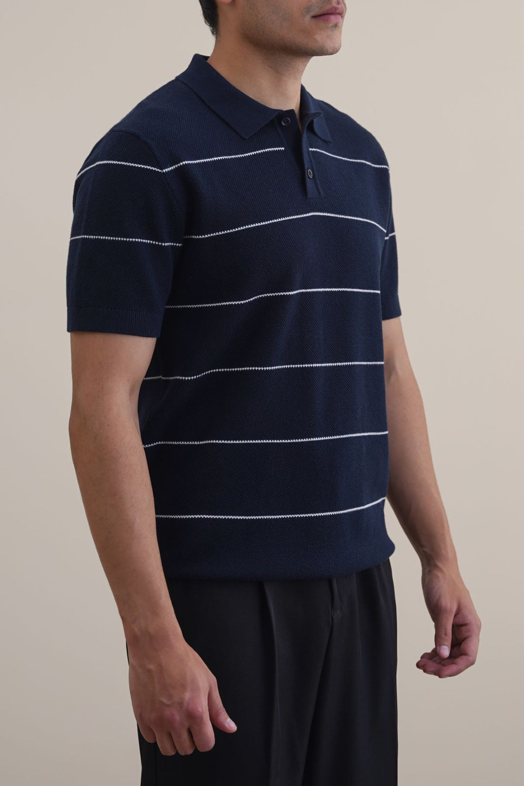 NAVY STRIPED POLO