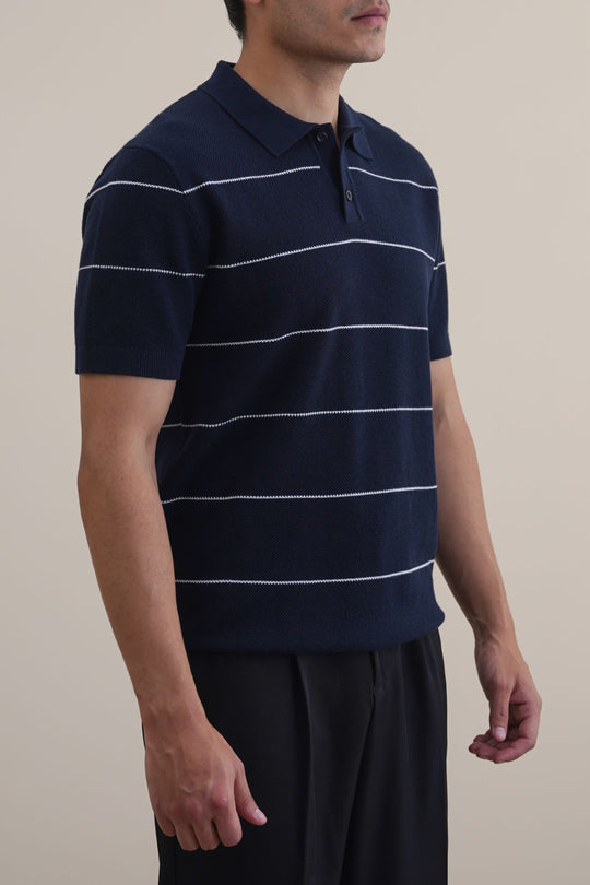 NAVY STRIPED POLO