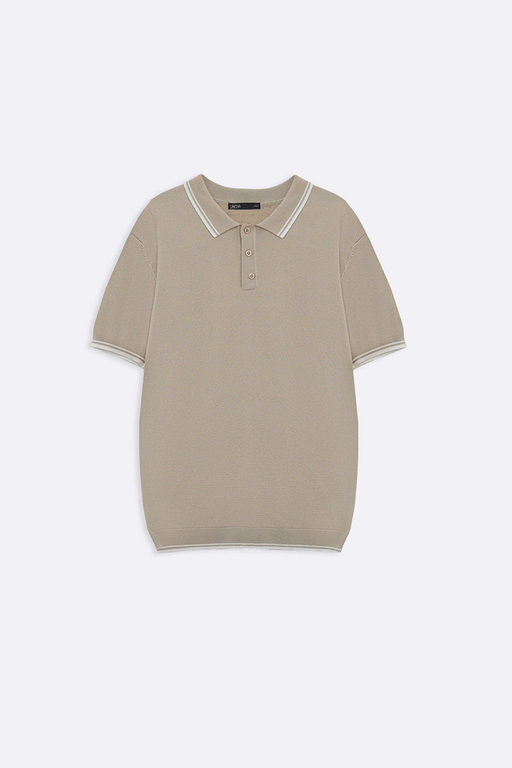BEIGE CONTRAST TIPPING POLO
