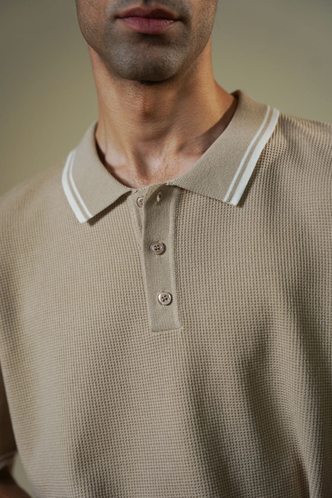 BEIGE CONTRAST TIPPING POLO