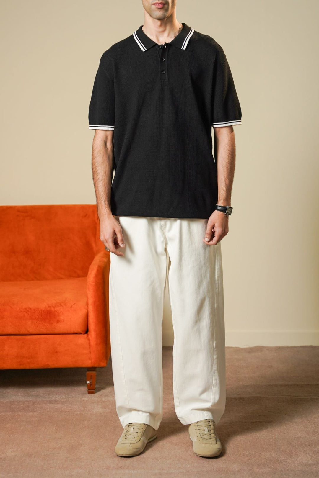 BLACK CONTRAST TIPPING POLO