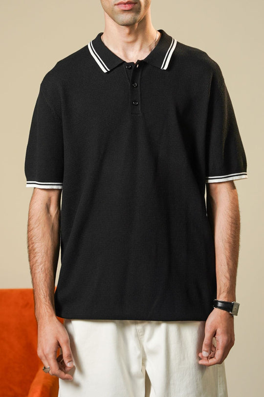 BLACK CONTRAST TIPPING POLO