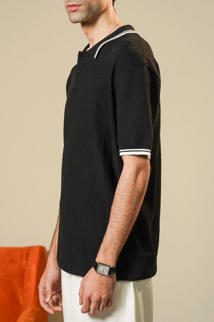 BLACK CONTRAST TIPPING POLO