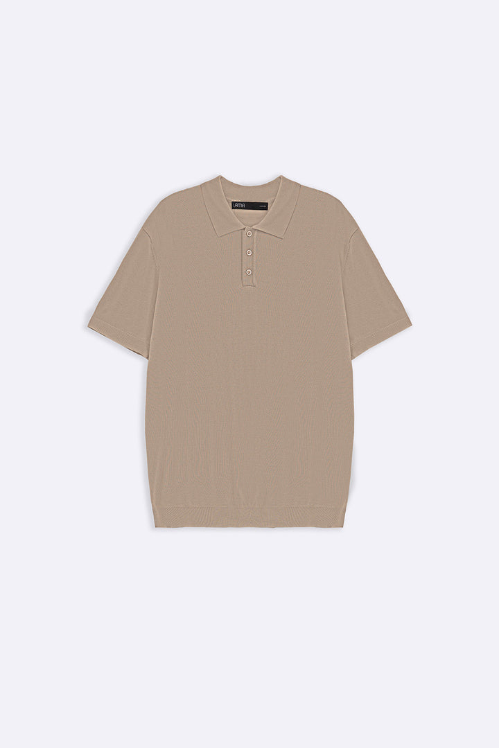 BEIGE CASUAL STRIPED TEE