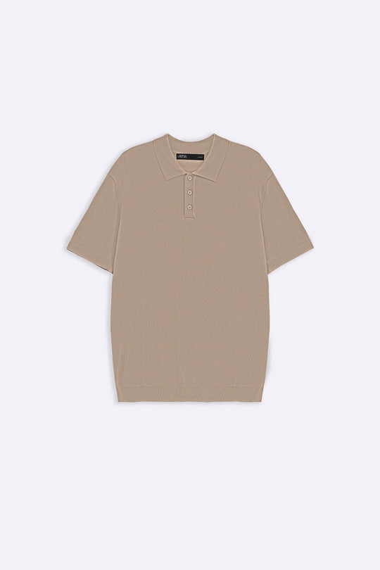 BEIGE CASUAL STRIPED TEE