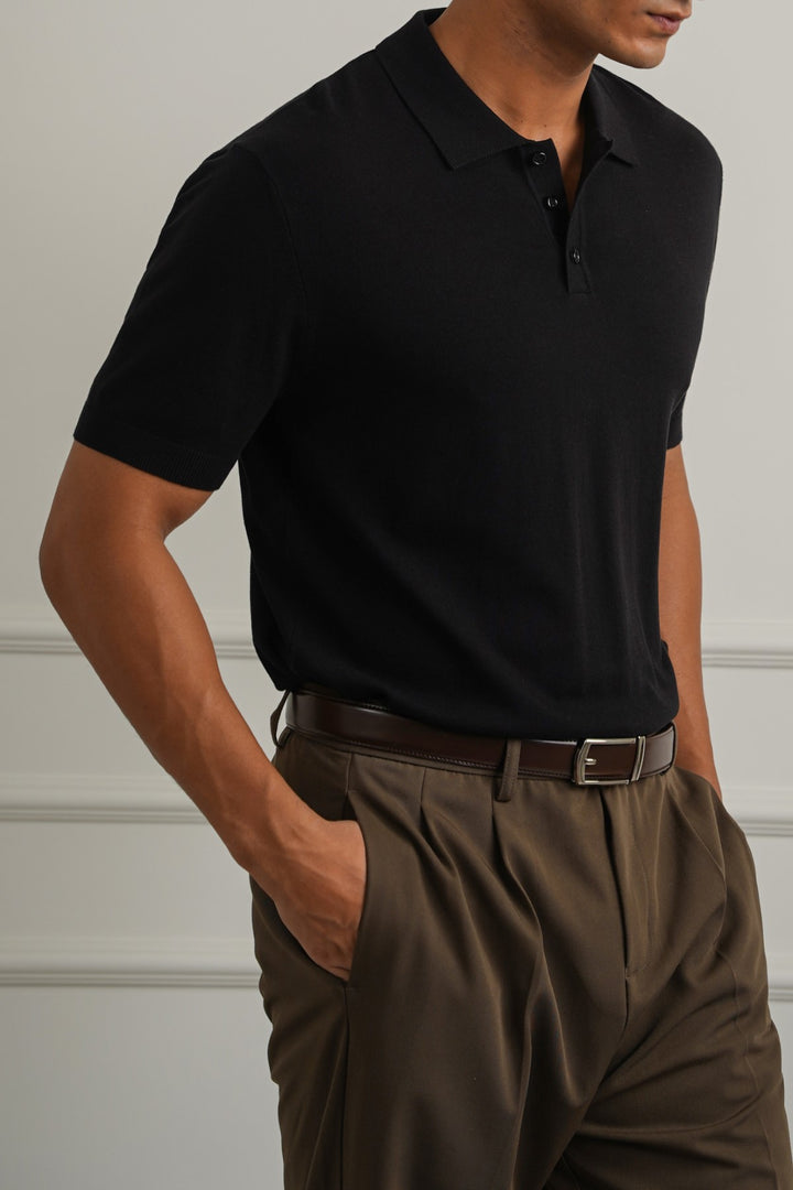 BLACK CASUAL STRIPED TEE