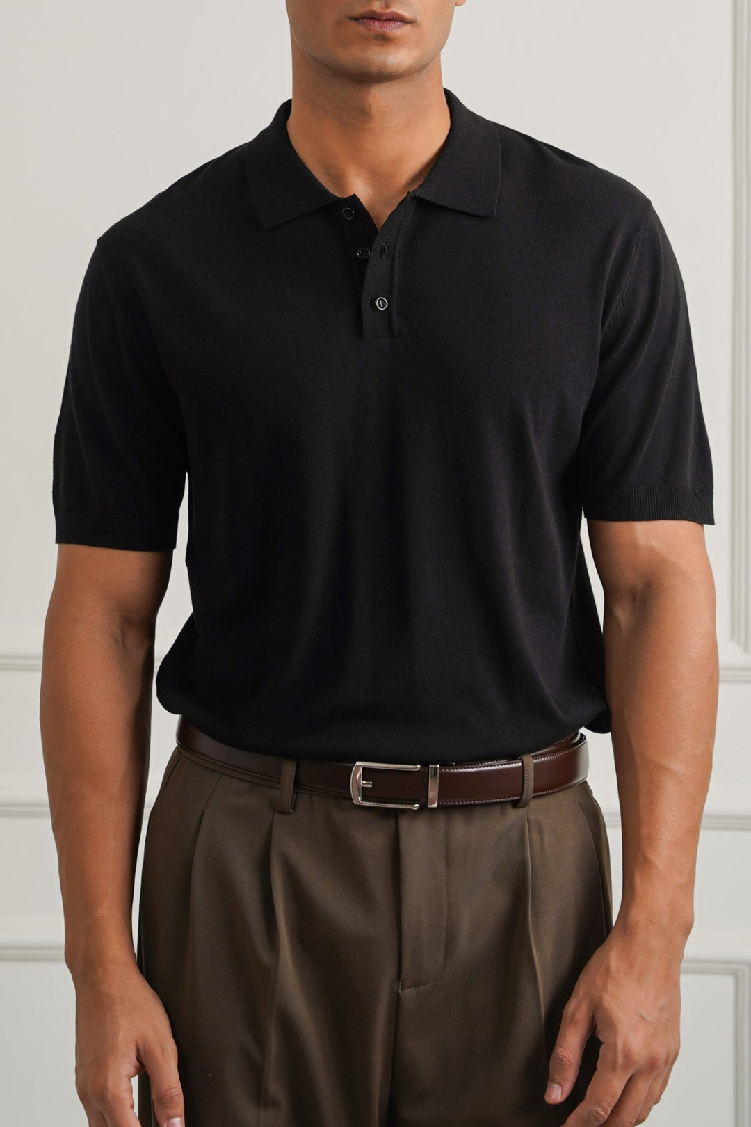 BLACK CASUAL STRIPED TEE