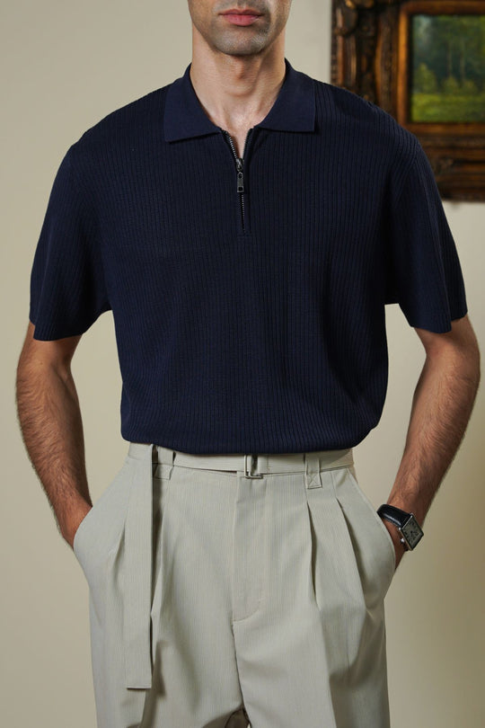 NAVY SOFT WEAVE POLO