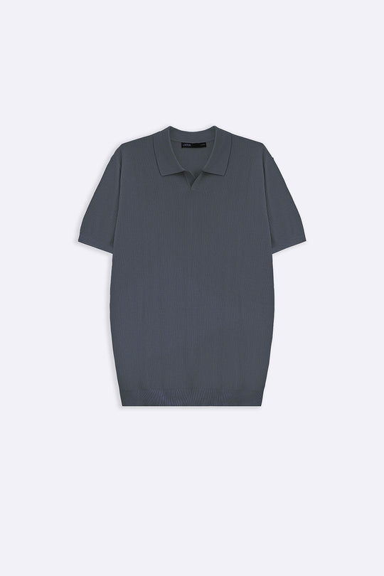 CHARCOAL LUXE KNIT POLO