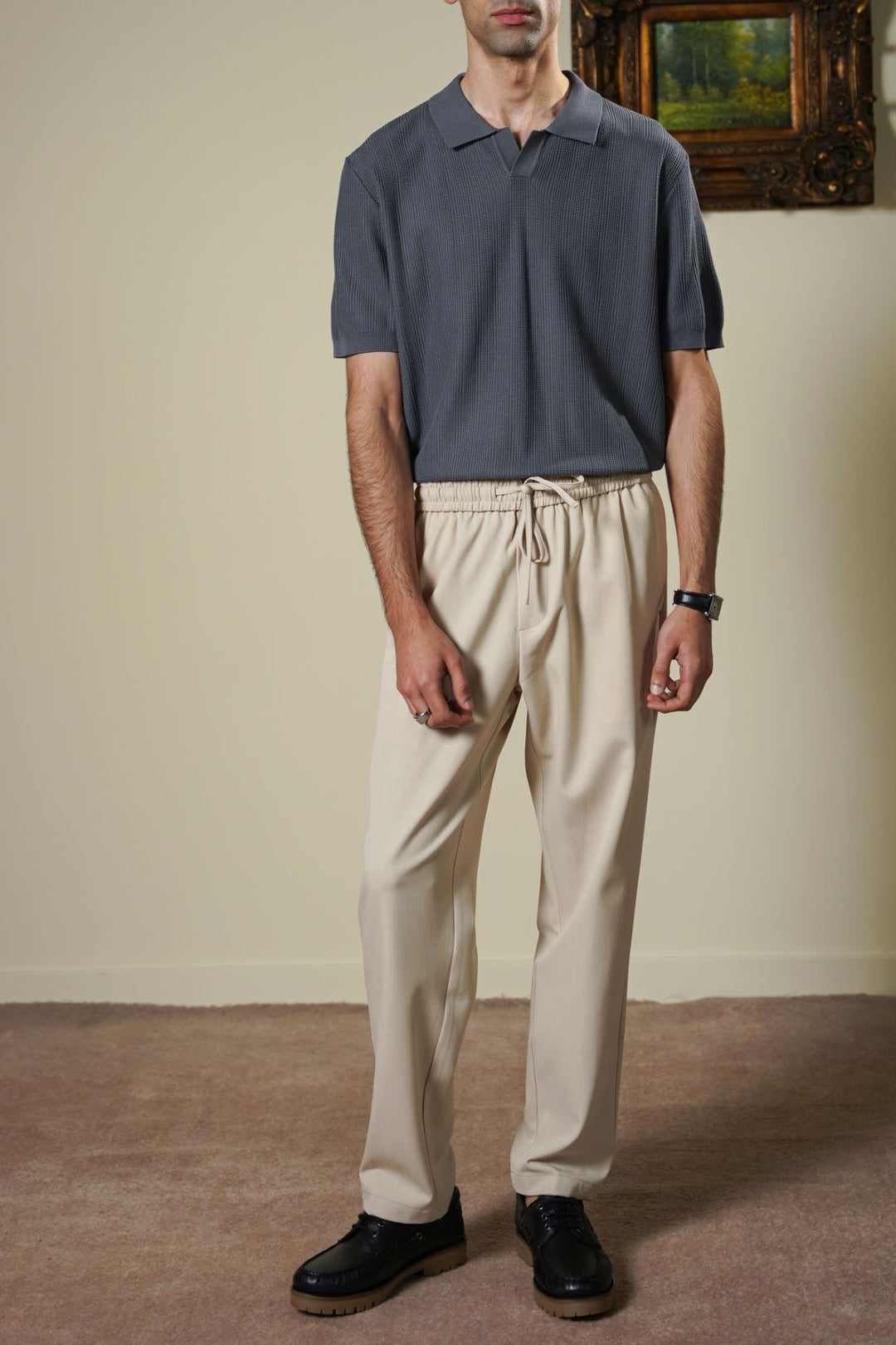 CHARCOAL LUXE KNIT POLO