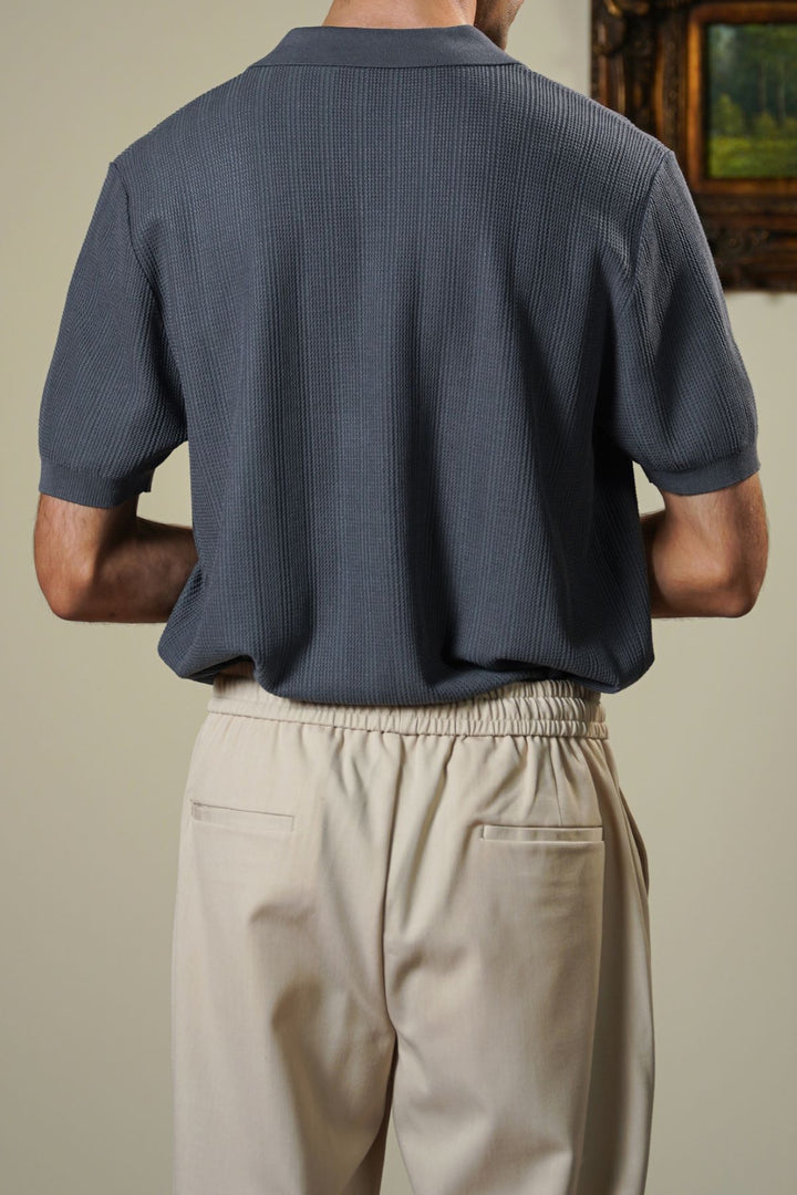 CHARCOAL LUXE KNIT POLO