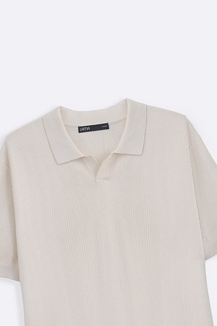 CREAM LUXE KNIT POLO