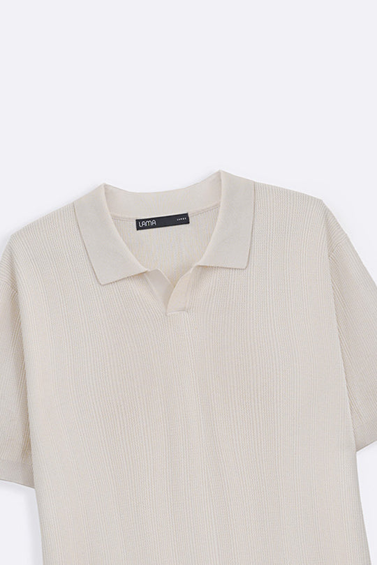CREAM LUXE KNIT POLO