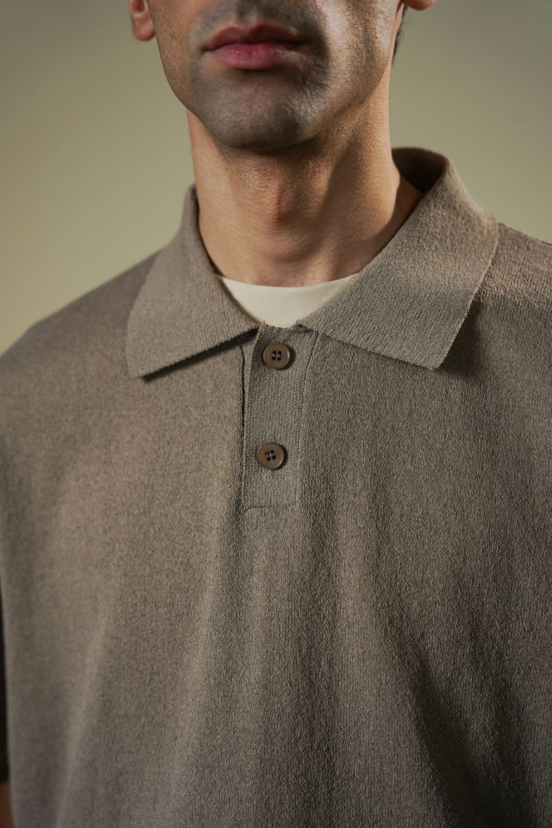 BROWN PURL KNIT POLO