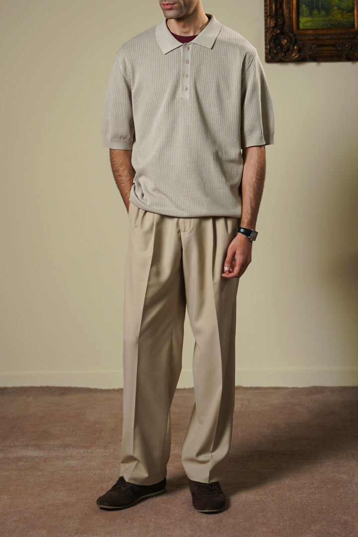 BEIGE TEXTURED POLO