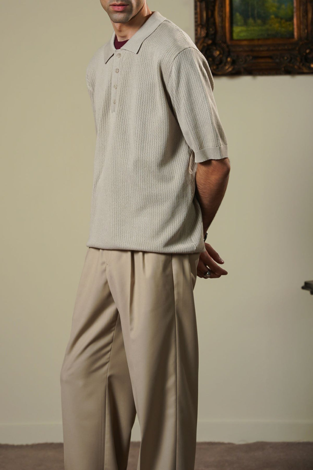 BEIGE TEXTURED POLO