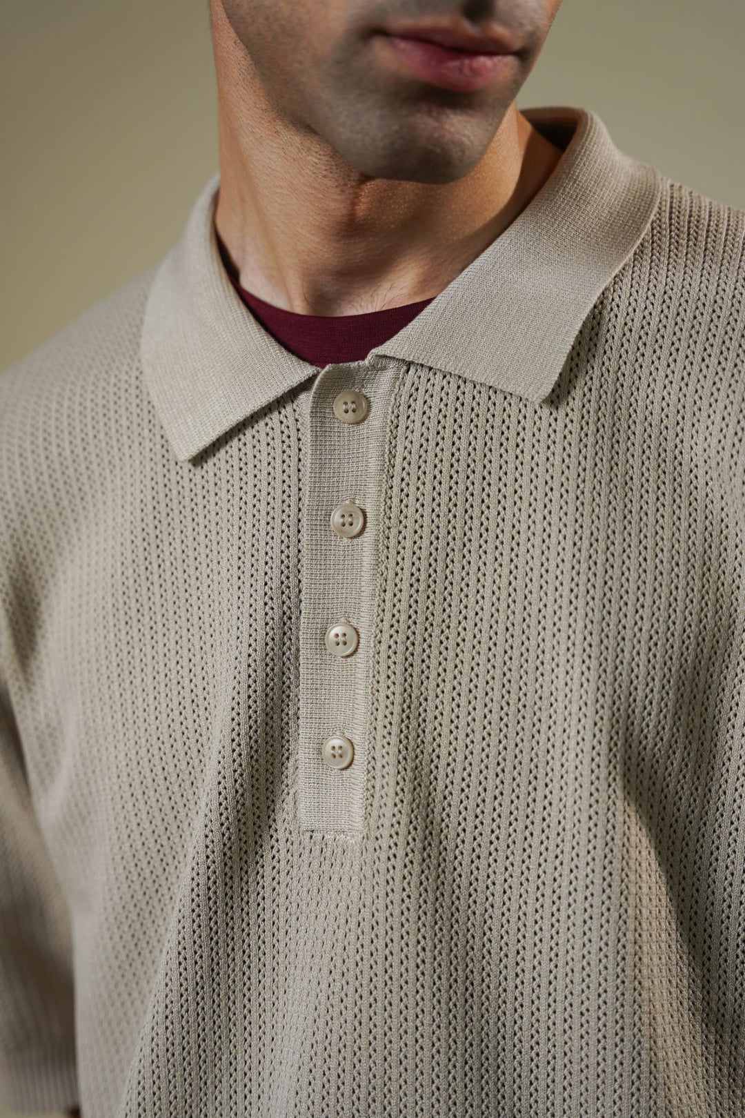 BEIGE TEXTURED POLO