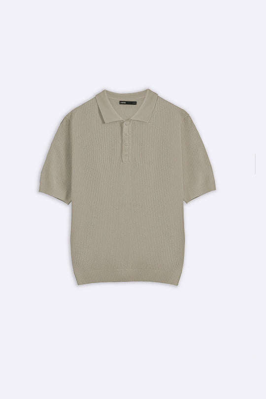 BEIGE TEXTURED POLO