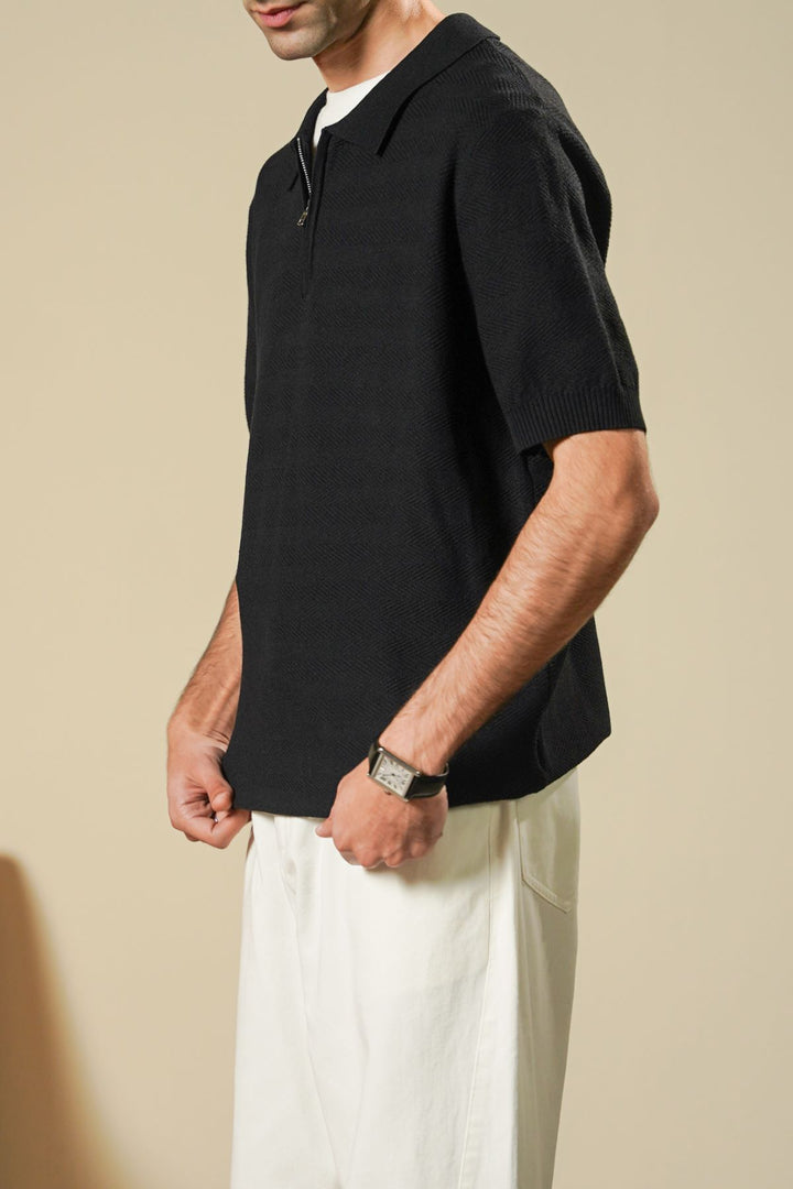 BLACK ZIPPER POLO