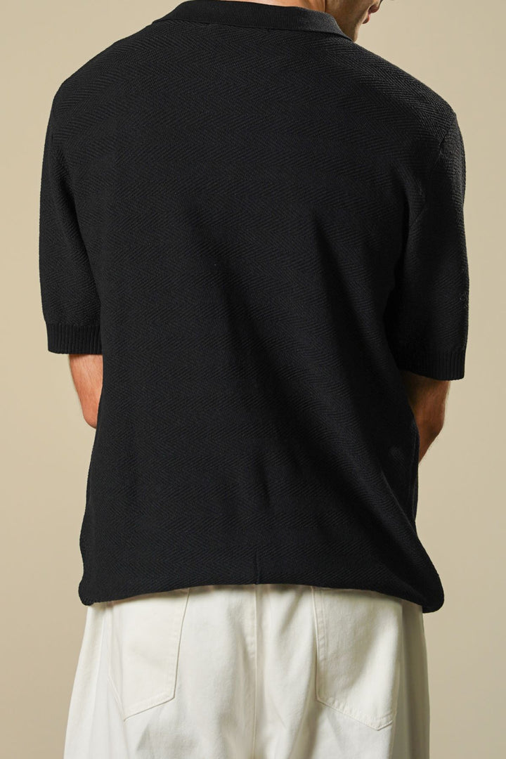 BLACK ZIPPER POLO
