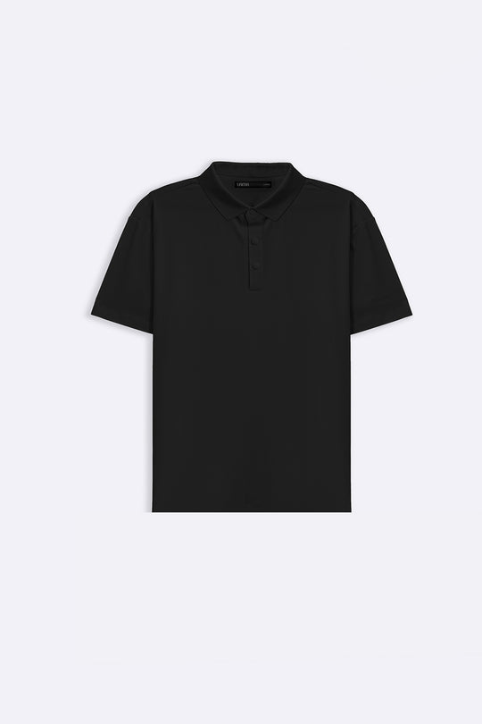 BLACK SEAMLESS POLO