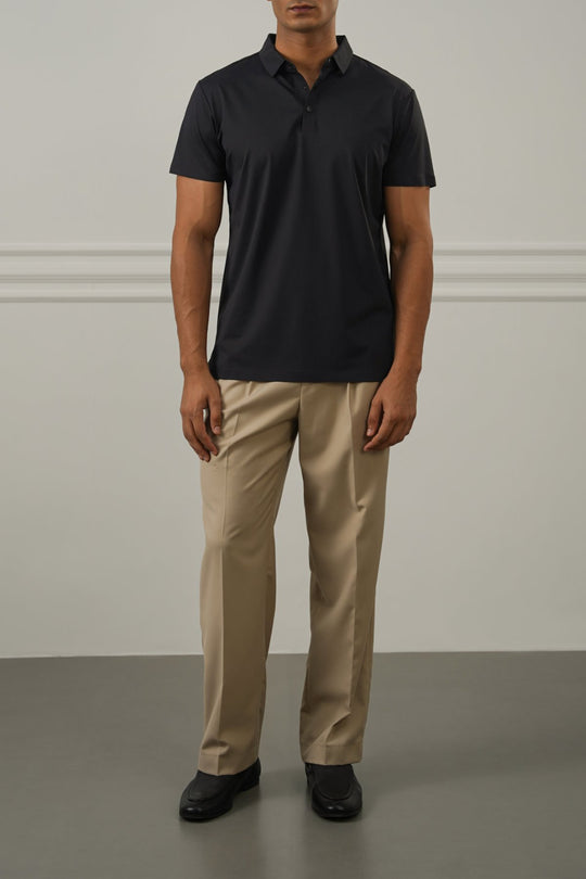 BLACK SEAMLESS POLO