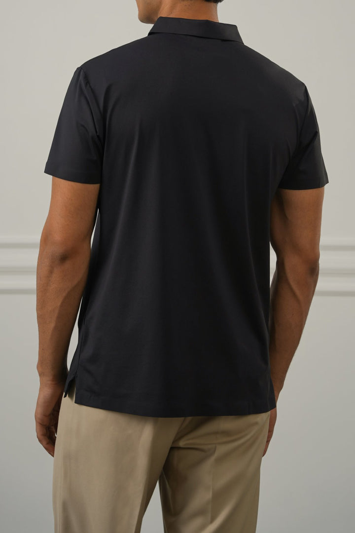 BLACK SEAMLESS POLO