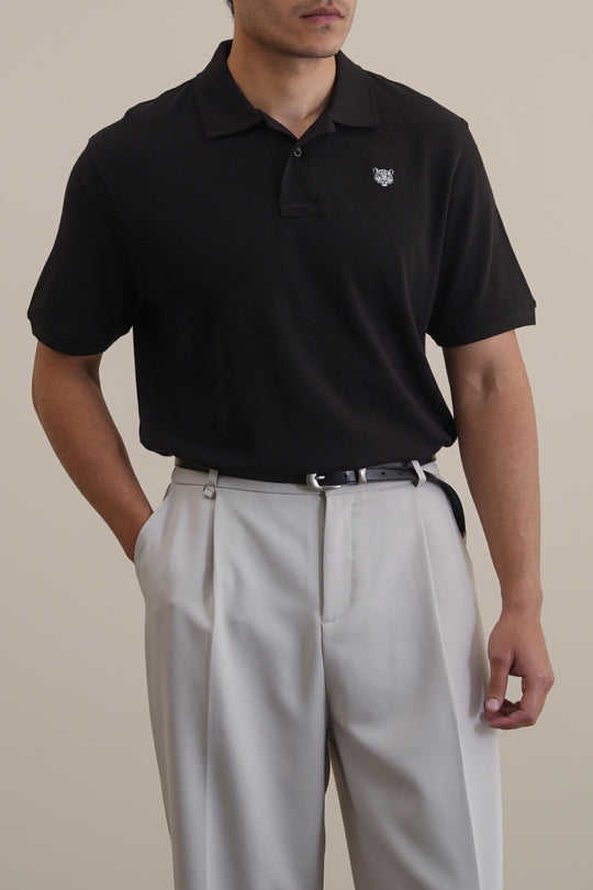 BLACK PIQUE POLO SHIRT