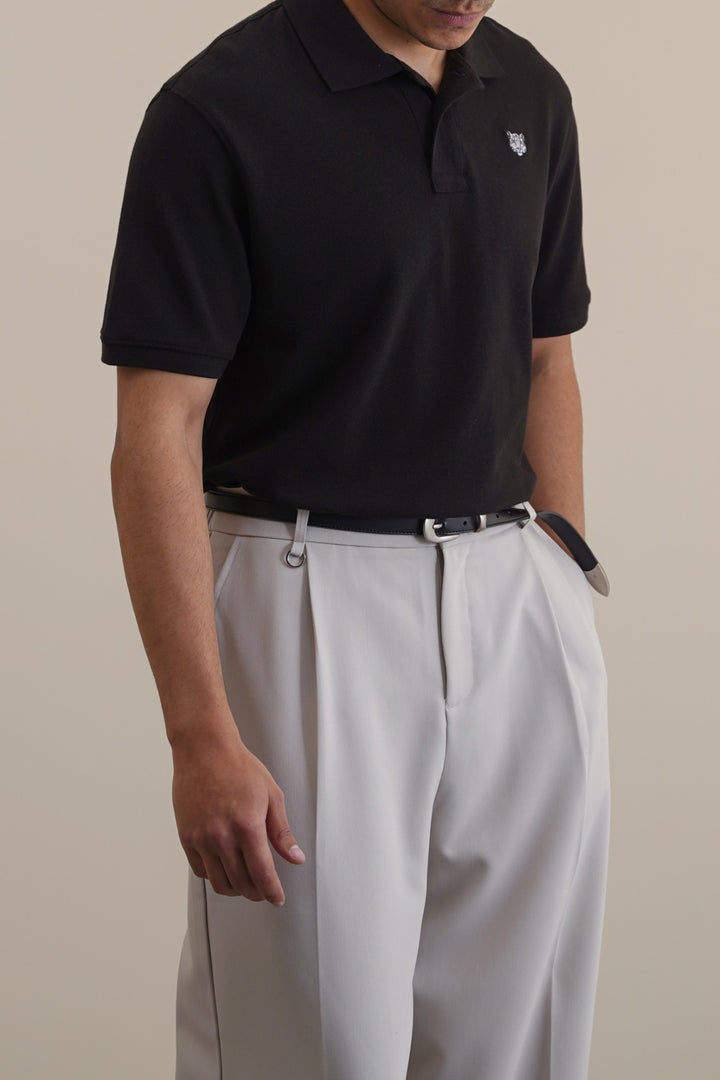 BLACK PIQUE POLO SHIRT