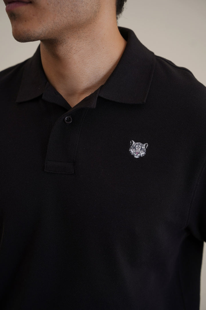 BLACK PIQUE POLO SHIRT